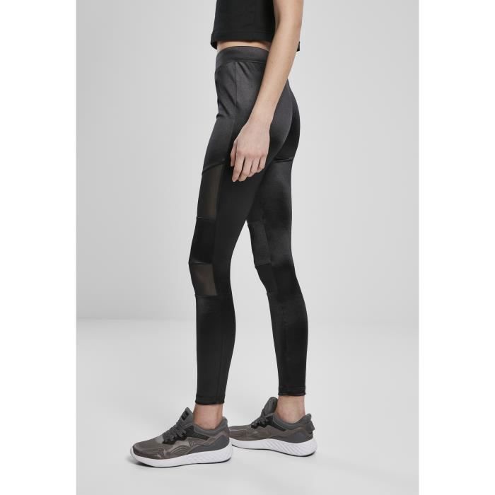 Legging femme - Urban Classics - Shiny Tech Mesh - Noir - Fitness - Imperméable