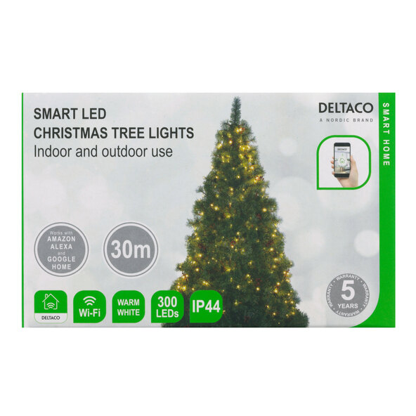 Chytrá domácí vánoční světelné řetězy, 300 LED, teplá bílá