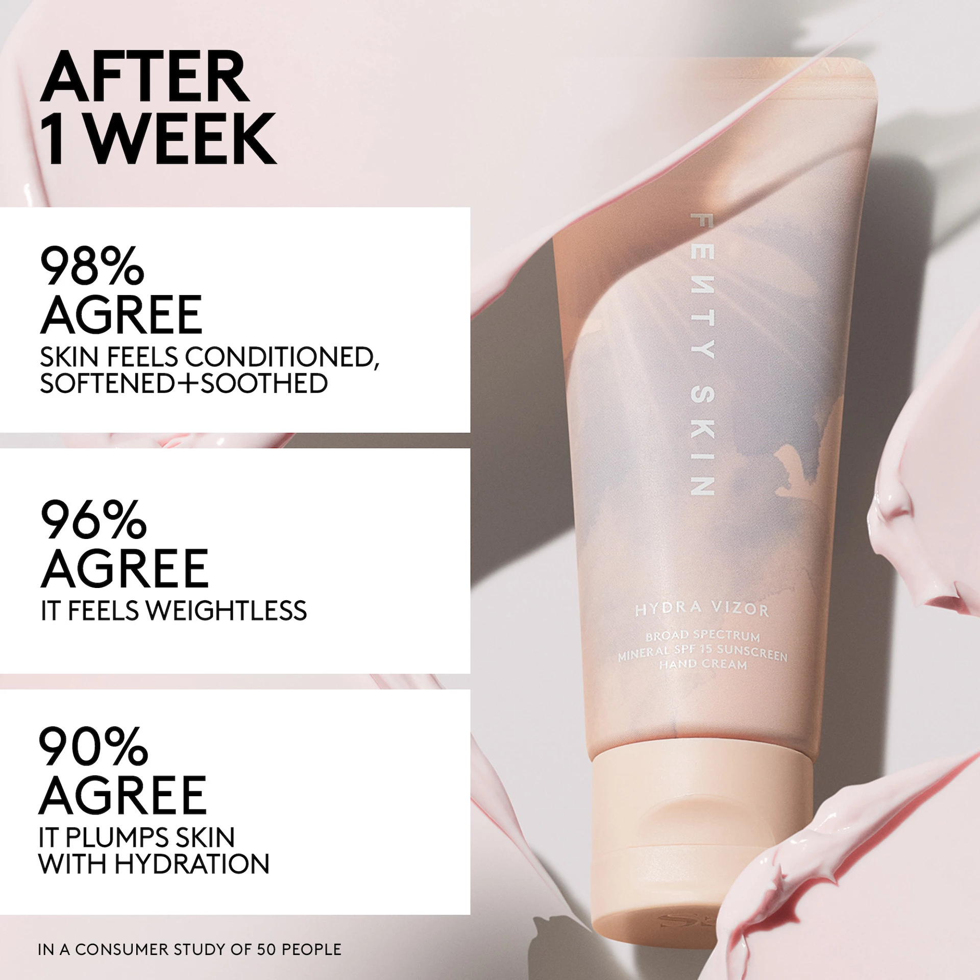 Cremă de mâini cu protecție solară minerală cu spectru larg Hydra Vizor SPF15 40 ml - Fenty Skin