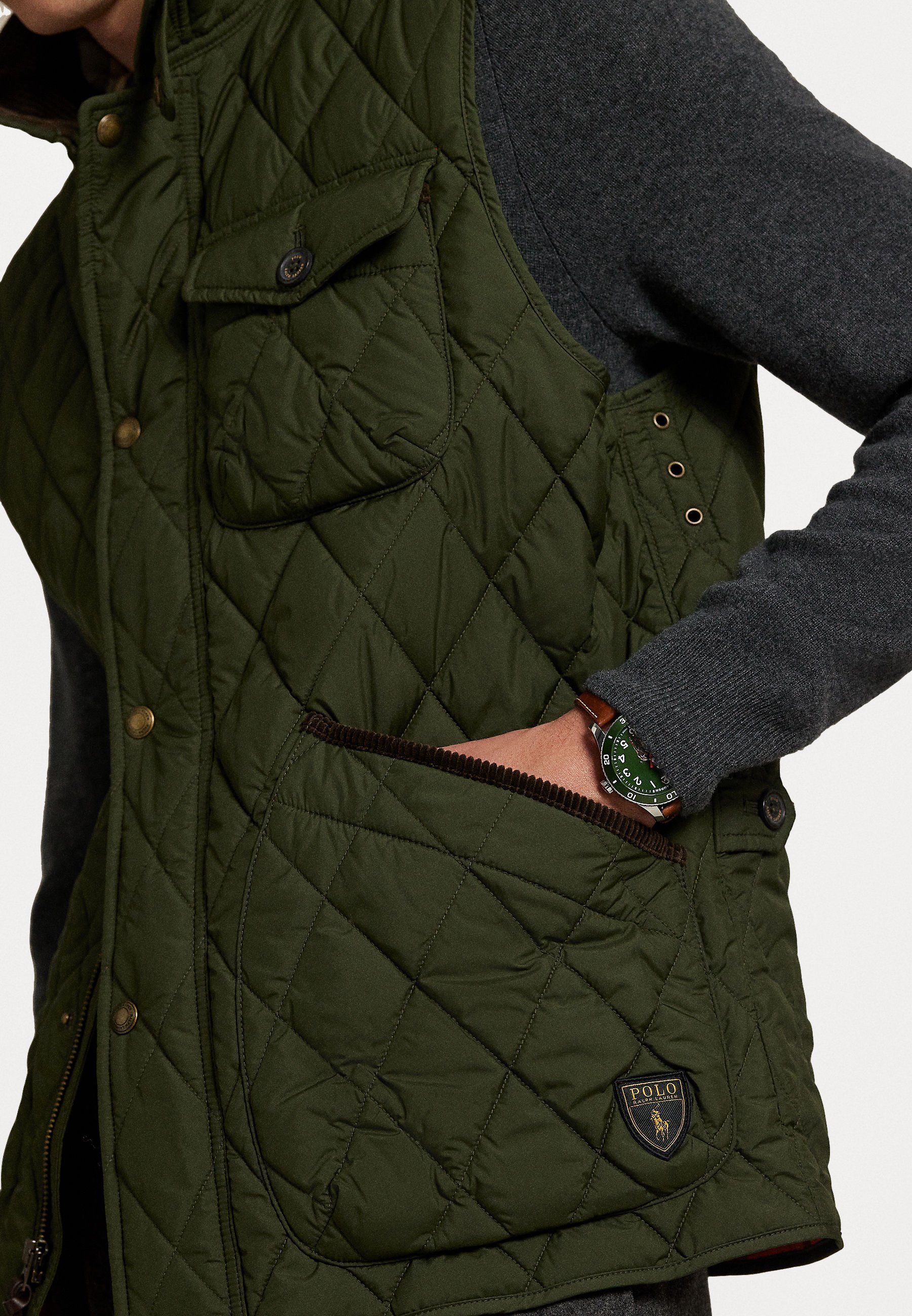 Polo Ralph Lauren THE BEATON QUILTED UTILITY GILET - Kamizelka - company olive