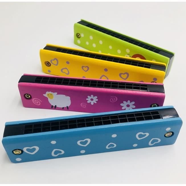 Armónica de juguete de madera con luces para niños, instrumento musical para alumnos y profesores de preescolar.