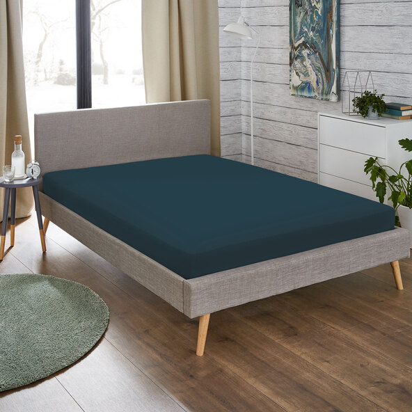 Spannbetttuch Flannel, 140-160 x 200 cm, dunkelblau