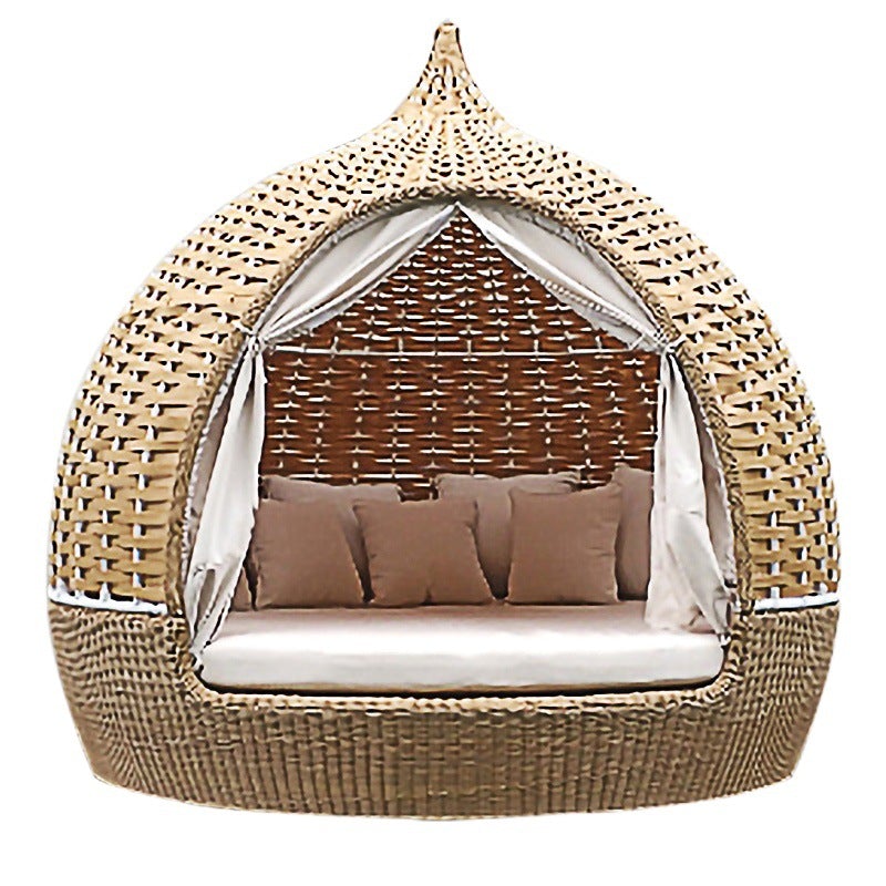 Outdoor-Freizeit-Balkonsofa-Kombination Einzel- Doppel-Rattanmöbel Resort Vogelkäfig-Schlafsofa