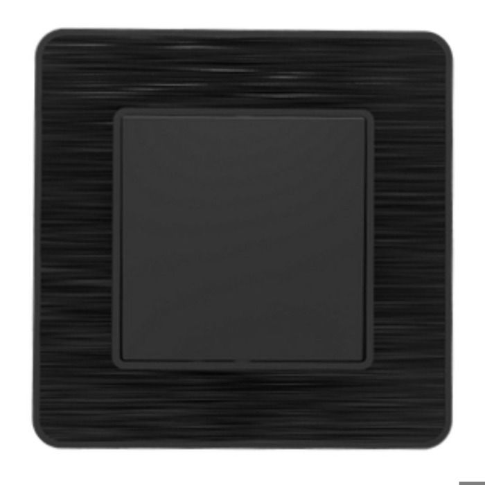 Interruptor simple de dos vías de 10 A completo - metal negro cepillado - Kouro - Zenitech