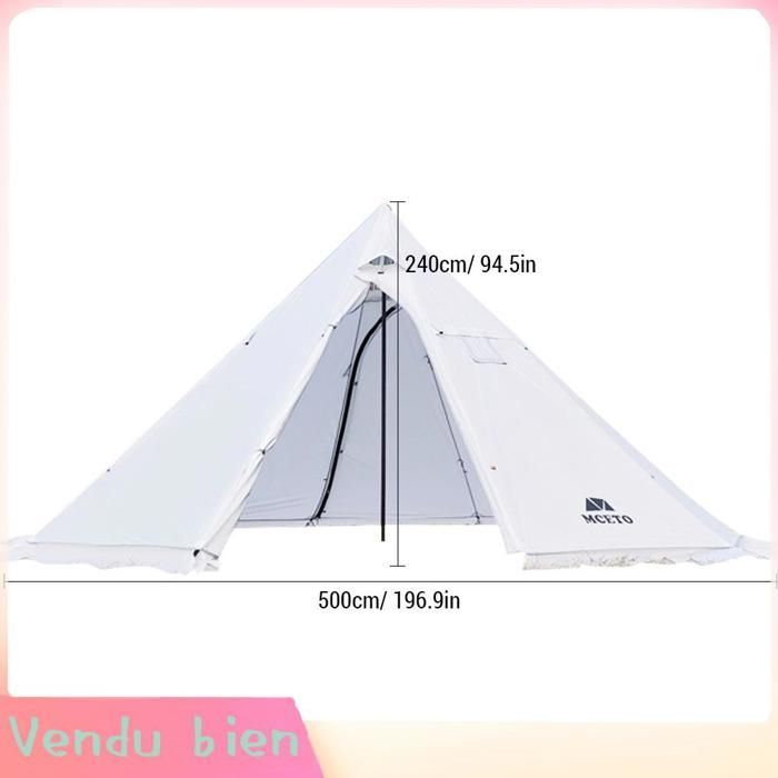 Garosa Tente Tipi chaude 5-8 personnes Tipi tente chaude avec poêle Jack Camping pyramide Tipi tente pour sport camping Vert armée