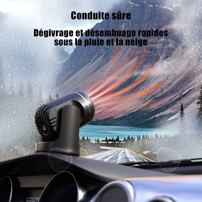 PASSIONOVA Riscaldatore per auto 2 in 1 da 12 V 120 W: doppio riscaldatore per auto, vento naturale, aria calda, sbrinamento rapido