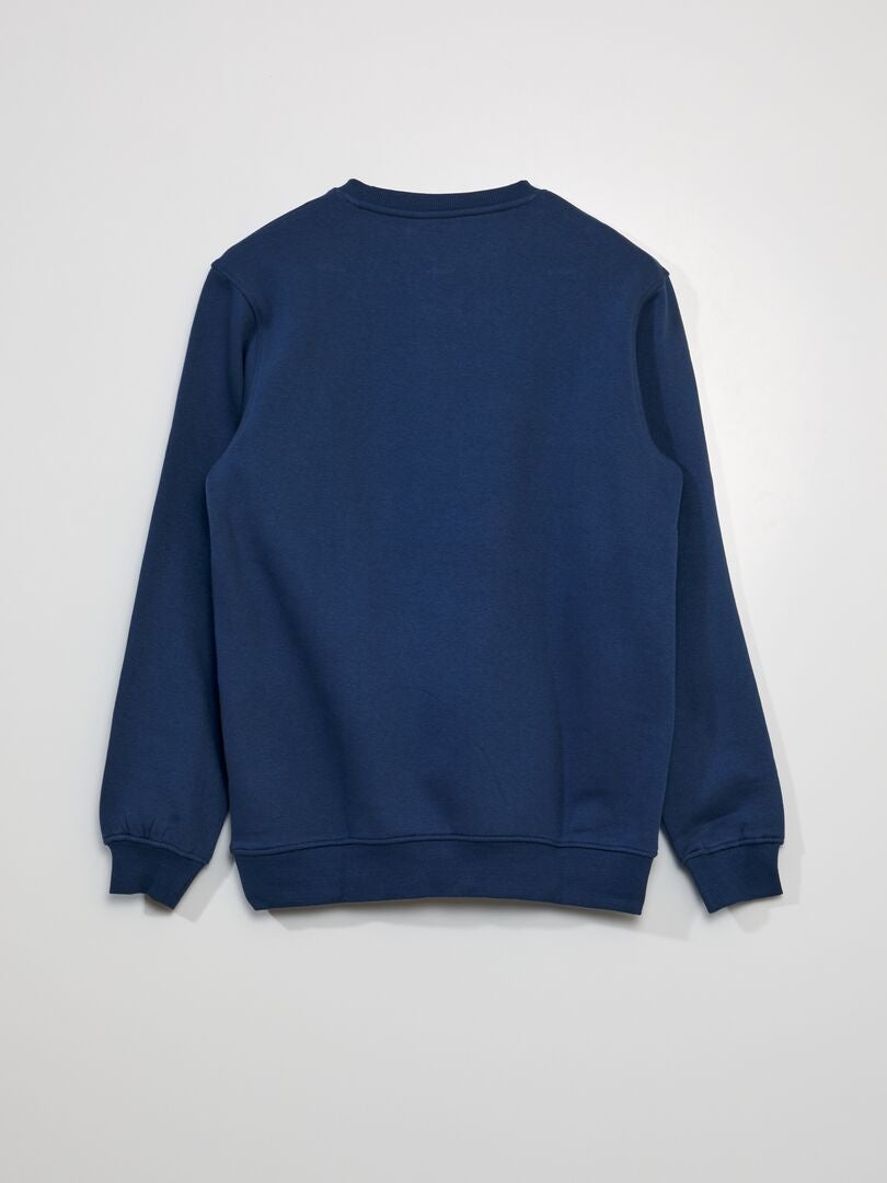 Bedrukte fleece sweater - BLAUW