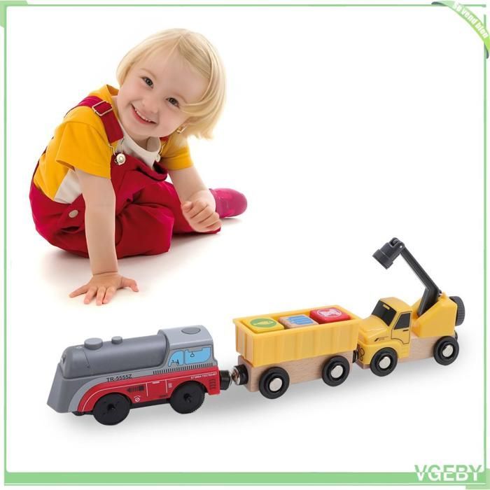 Vagoni merci con gru, set di costruzioni ferroviarie elettriche per bambini piccoli