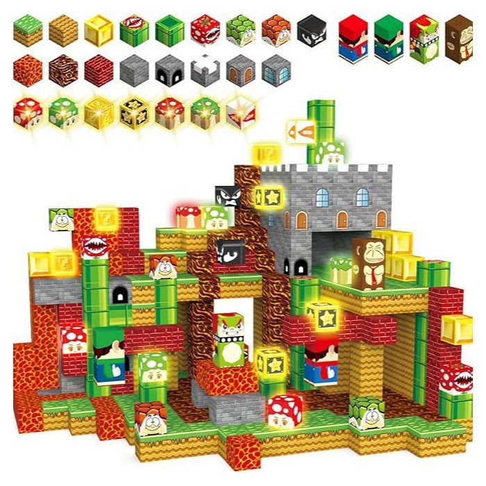 Bloques de construcción magnéticos, juego de 200 bloques cúbicos magnéticos para construir, para niños de 3 a 10 años, juguete sensorial.