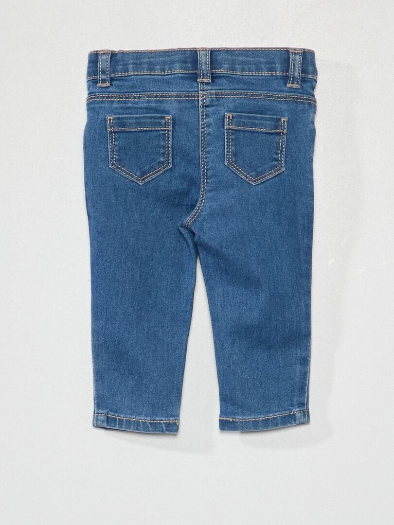 Calça jeans slim fit com elastano e cintura ajustável - AZUL