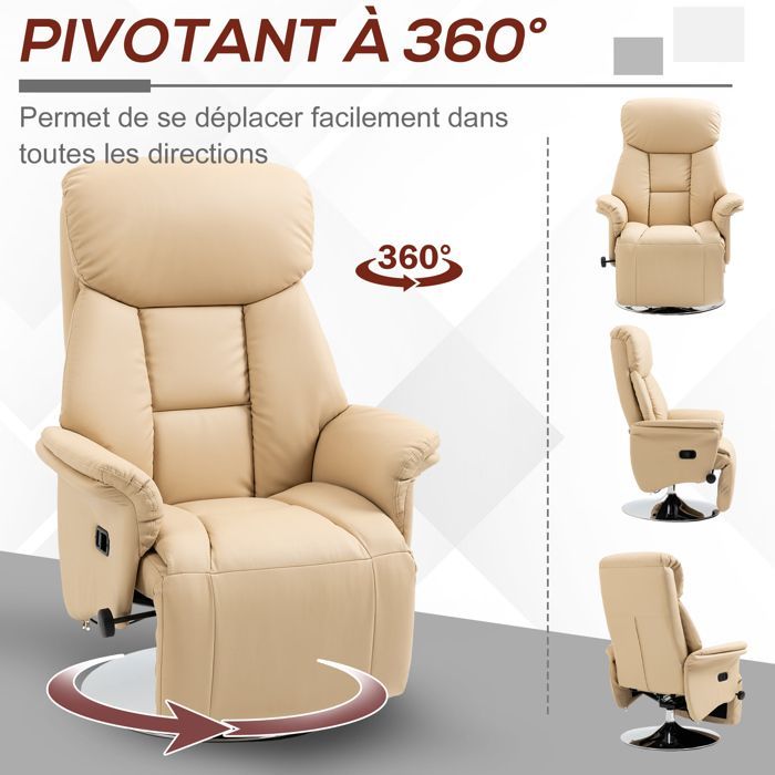 HOMCOM - Sillón de relax - Tapicería sintética - 78x80x109cm - Beige