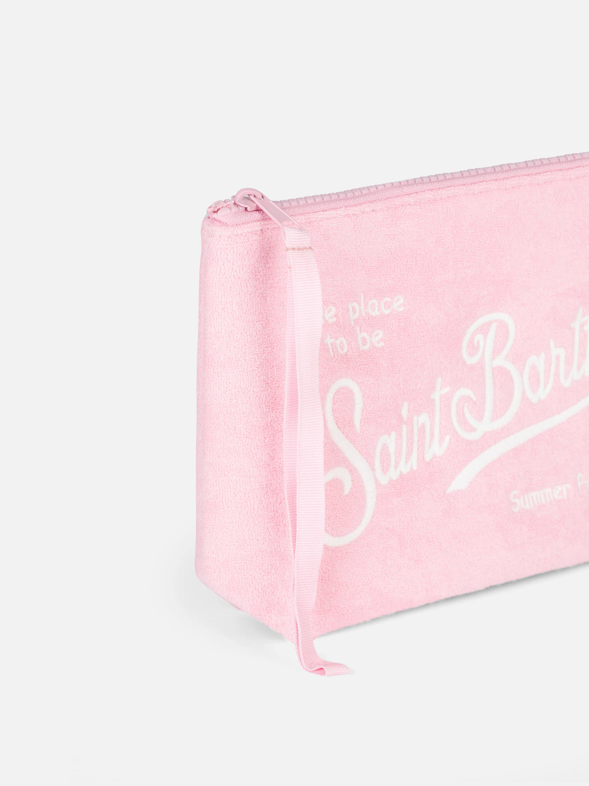Aline Reißverschlusstasche – Rosa mit gesticktem Exklusivlogo und praktischer Zuglasche | MC2 Saint Barth