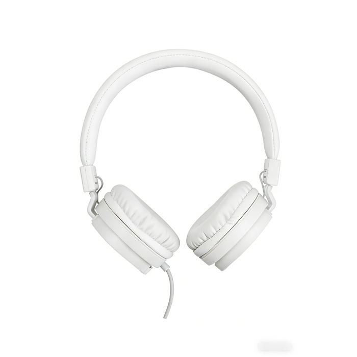 Foldable headphones, children's headphones, thick headband, 3.5 mm jack, noise-canceling design, soft earcups, white
