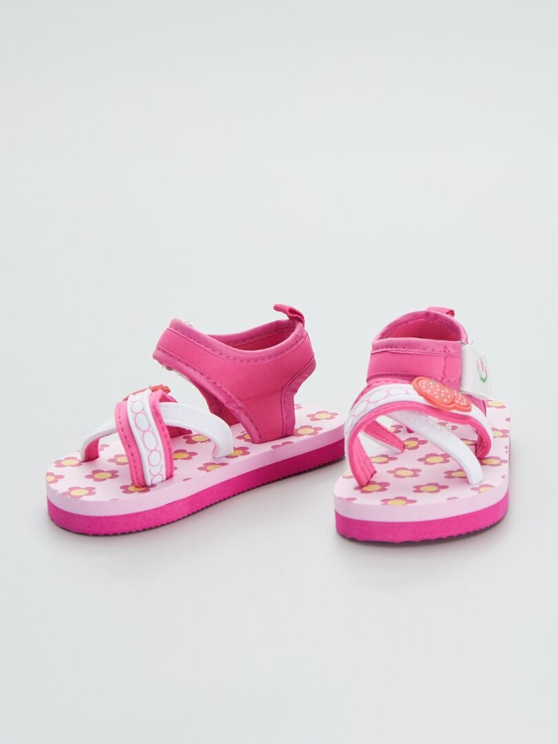 Sandálias de tiras estampadas - rosa