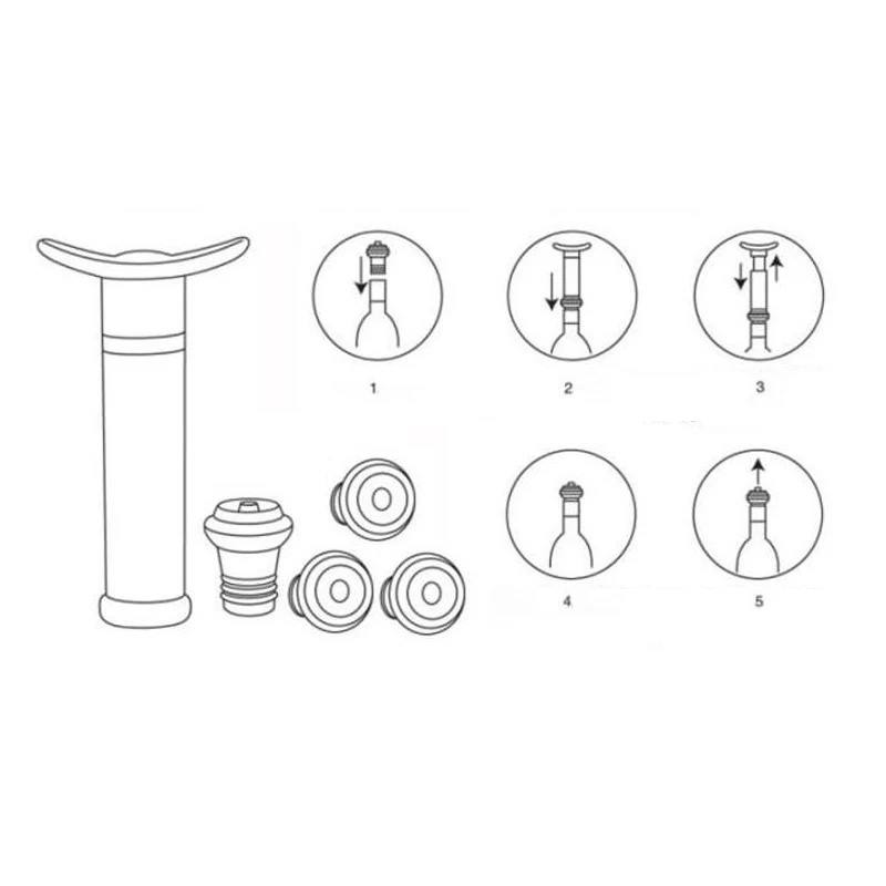 Sigillatrice sottovuoto per bottiglie di vino con pompa e 2 tappi, strumento di conservazione, utensili da cucina, accessori per la cucina