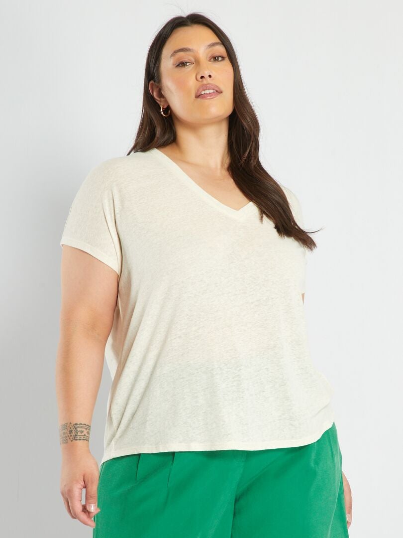 Camiseta de lino - BEIGE