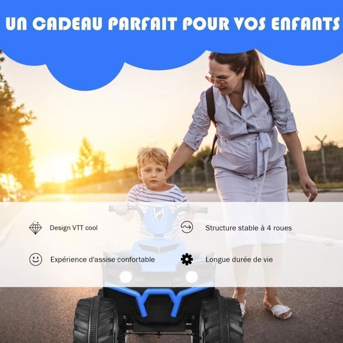 Quad eléctrico COSTWAY de 12 V para niños de 3 a 7 años, con luces, música e historias, 104 x 67 x 74 cm, para diversos terrenos, color azul.