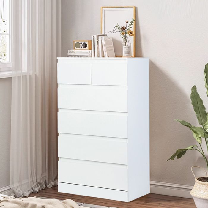 Cômoda branca - Moderna - 60x41x109cm - Com 6 gavetas - Madeira - Multifuncional - BRANCA