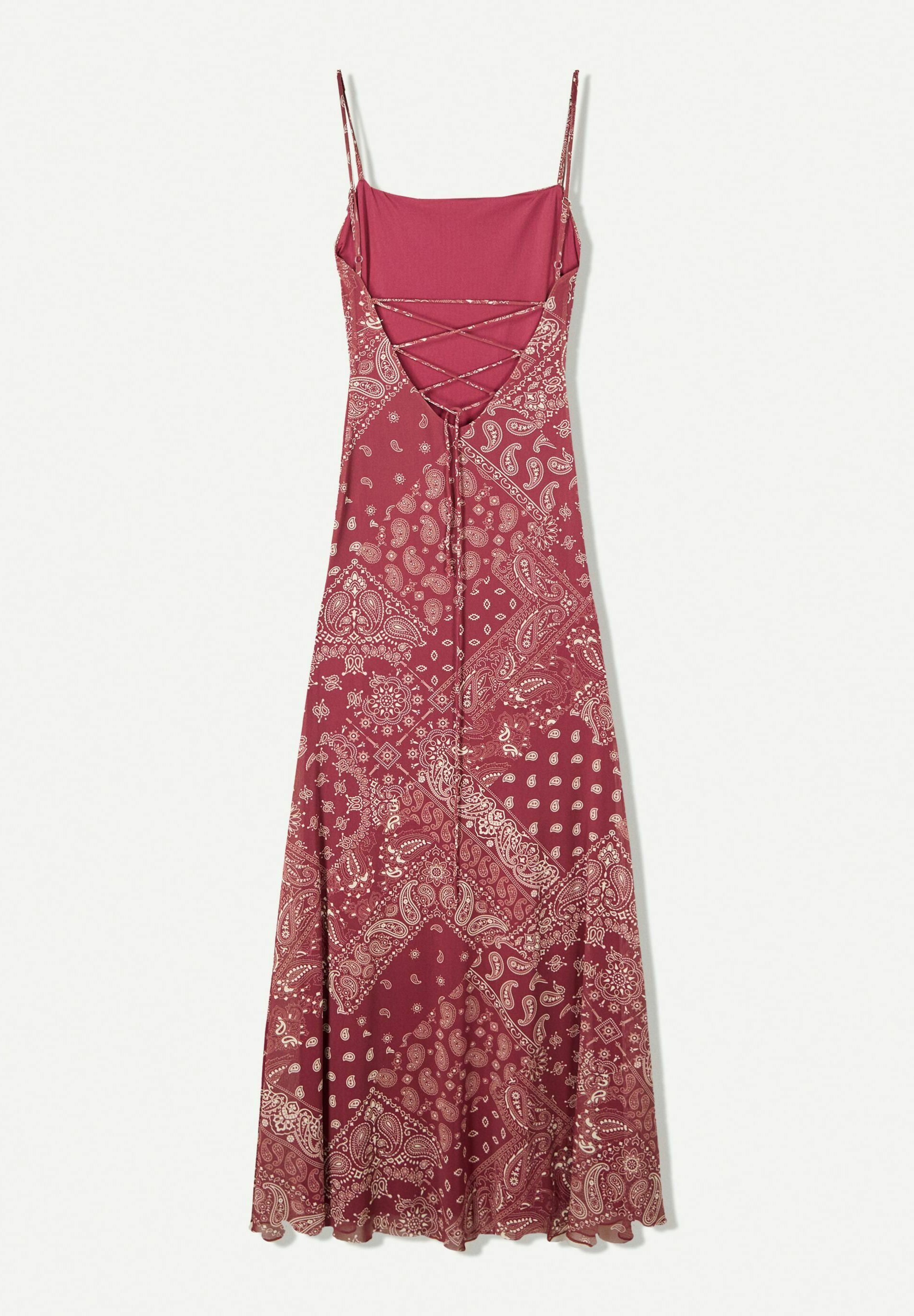 Robe longue imprimée Bershka - rouge foncé