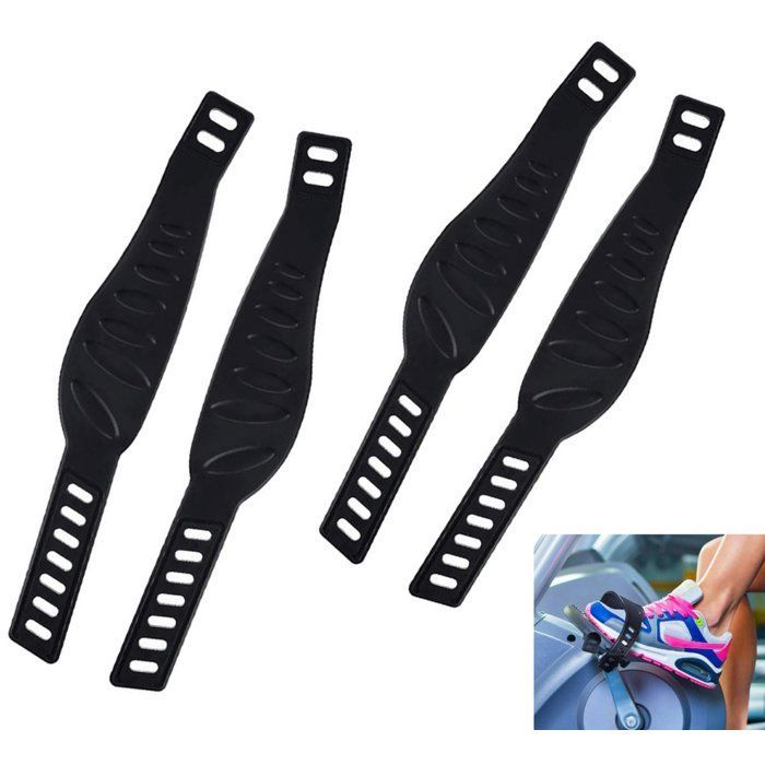 Cinghie per pedali da bicicletta, 2 paia, 33 cm, regolabili in gomma, per rulli da allenamento domestici e palestre