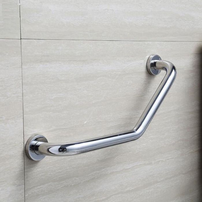 TOKIUS Barre d'appui Douche en Acier Inoxydablle de 45 cm, Poignee de Salle de Bain WC, Chrome, 304 Inox, Argent