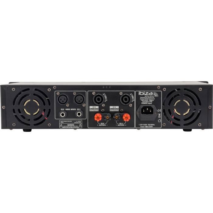 Sound amplifier - IBIZA SOUND - AMP2000-MKII - 2 x 1500W (4Ω) - 19'' 2U rack - RCA/Jack inputs