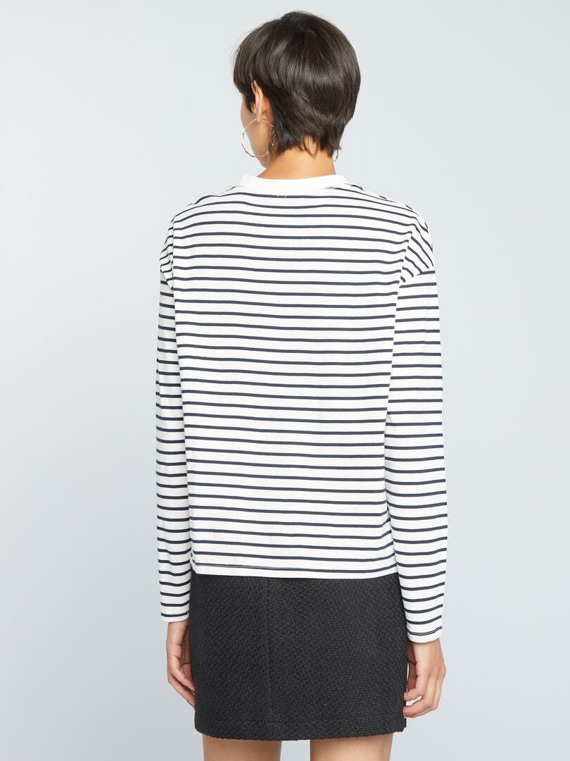Camiseta de marinero de punto - Blanco/negro