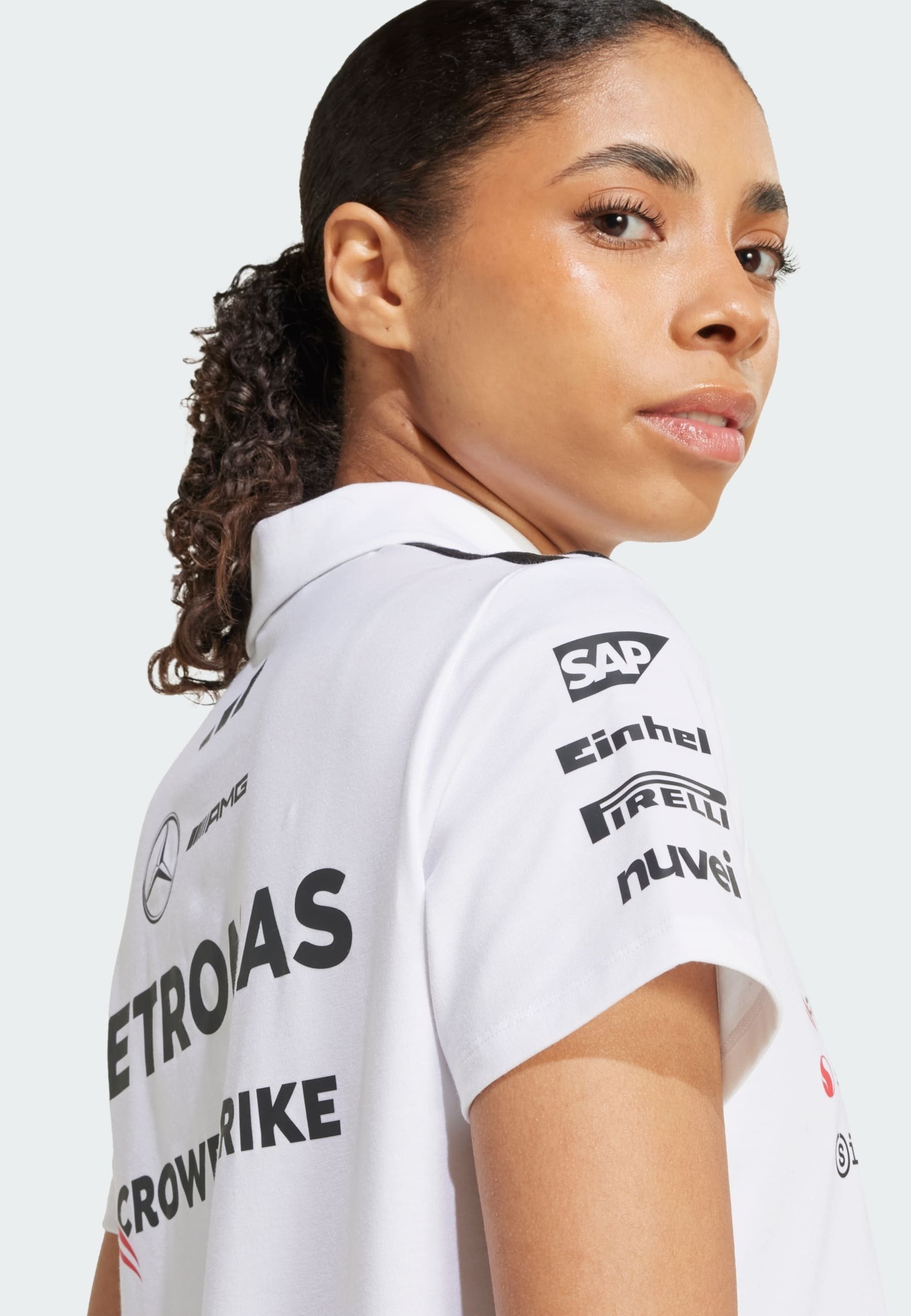 adidas Originals MERCEDES - AMG PETRONAS FORMULA ONE TEAM WITTE DAMES - Poloshirt - wit gemêleerd zwart
