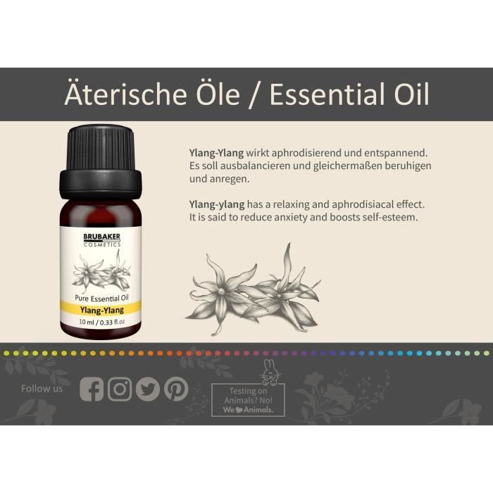 BRUBAKER Cosmetics Essentiële Oliën - Set van 3 Ylang-Ylang Oliën - Aromatherapie - Natuurlijk en Veganistisch - 3 x 10 ml