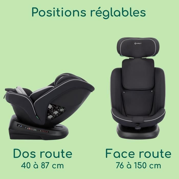 Seggiolino auto SAFETY 1ST Cosmo I-Safe I-Size, da 0 a 12 anni, 40 - 150 cm, con cintura di sicurezza, facile installazione, rotazione a 360°, nero.