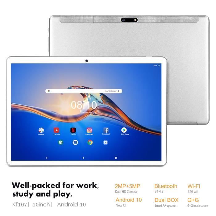 Tablet Android 13 de 10 polegadas, 16 GB de RAM, 128 GB de ROM, câmera de 2 MP + 8 MP, 4G LTE, tela IPS 2.5D FHD de 800 x 1280 pixels, bateria de 6000 mAh.