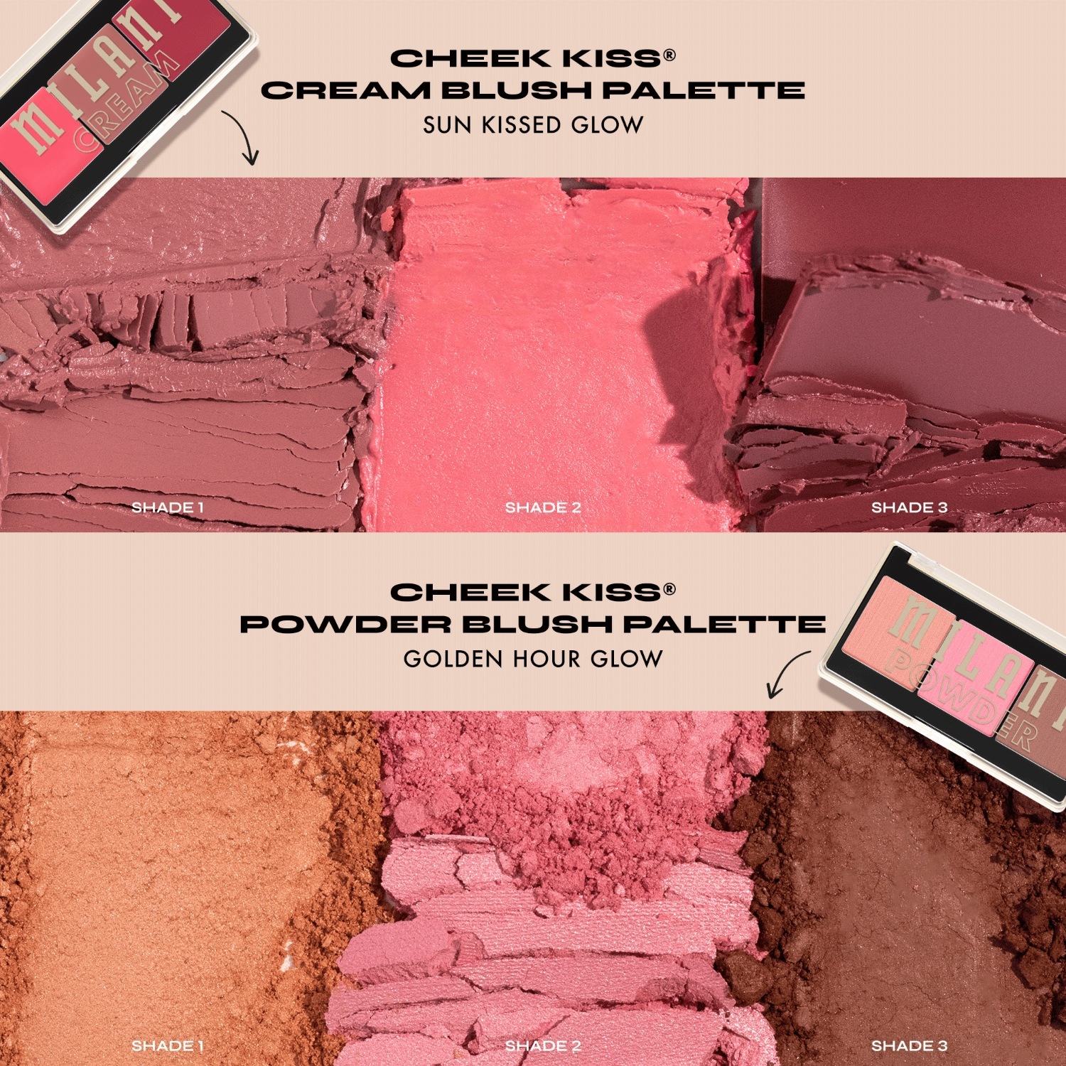 Paleta líceniek Milani Powder Cheek Kiss - 7,5 g