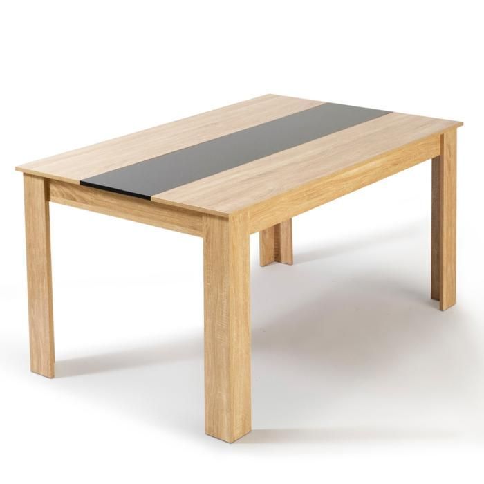 IDMARKET GEORGIA dining table set, 140 cm, beech and black finish, and 6 black ROMANE chairs