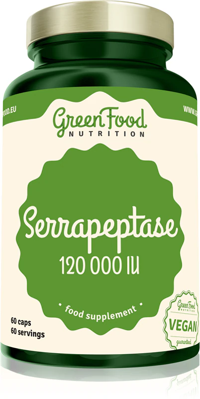 GreenFood Nutrition Serrapeptase 120.000 IE voedingssupplement voor een gevoel van welzijn.