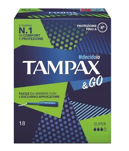 TAMPAX Tampax &Go Super, 18 Stück für mittlere und starke Blutungen