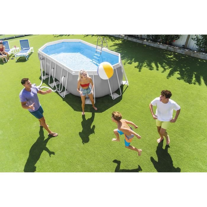 Intex rørformet bassengsett over bakken - Pris Frame - 503 x 274 x 122 cm - Oval (Pumpe, trekk, matte og stige) - 26796NP