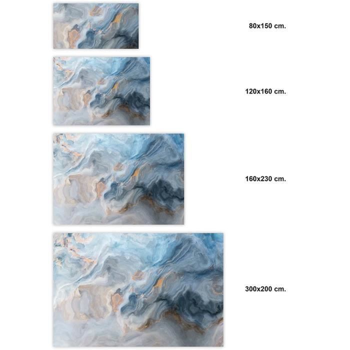 Alfombra de vinilo Panorama Mármol Azul y Naranja 140x200 cm - Alfombra para cocina, oficina y sala de estar en PVC