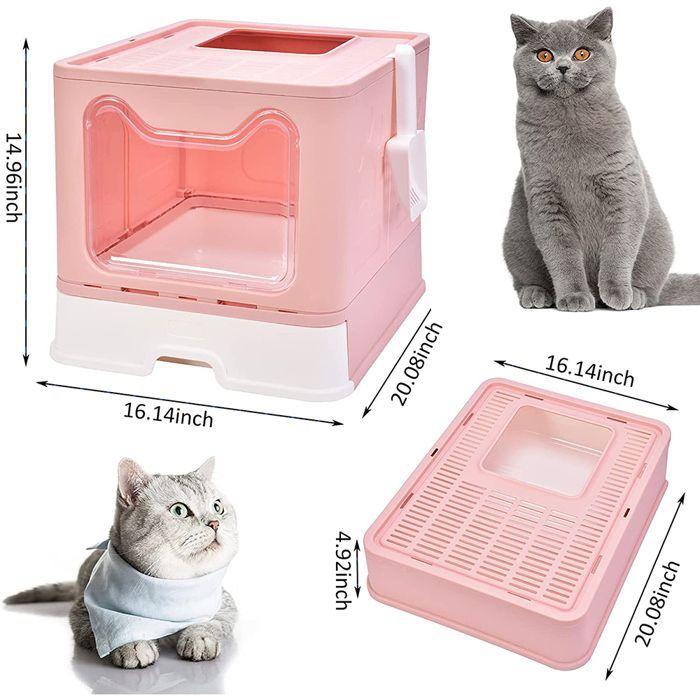 SUPFINE Lettiera per gatti chiusa - Toilette pieghevole per gatti - 41×51×38 cm - 2 sportelli - con coperchio e cassetto