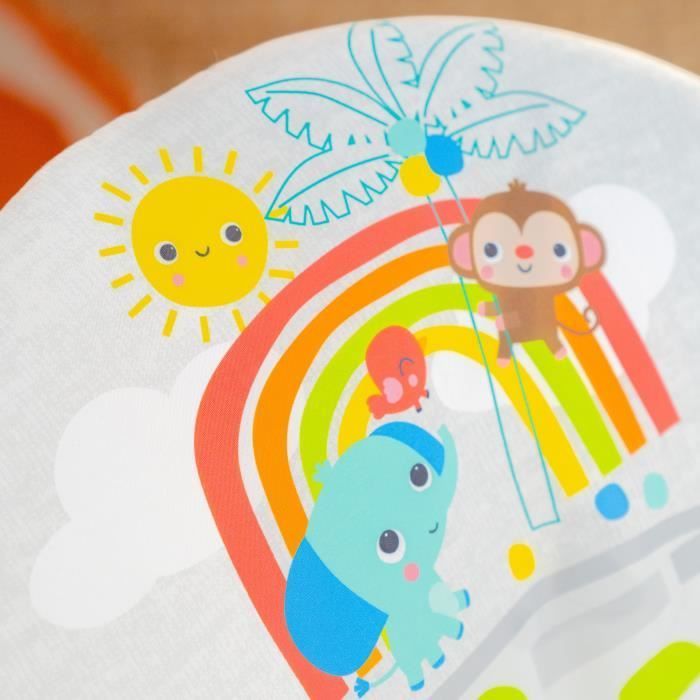 BRIGHT STARTS Transat pour bébé Animaux, Vibrations apaisantes, Arche d'éveil avec jouets interactifs, cadeau bébé