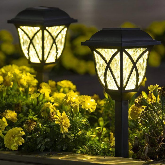 Lampe solaire - Lot de 4 - LED blanc chaud - Lampes solaires pour jardin extérieur - Éclairage solaire de jardin - Éclairage extérie