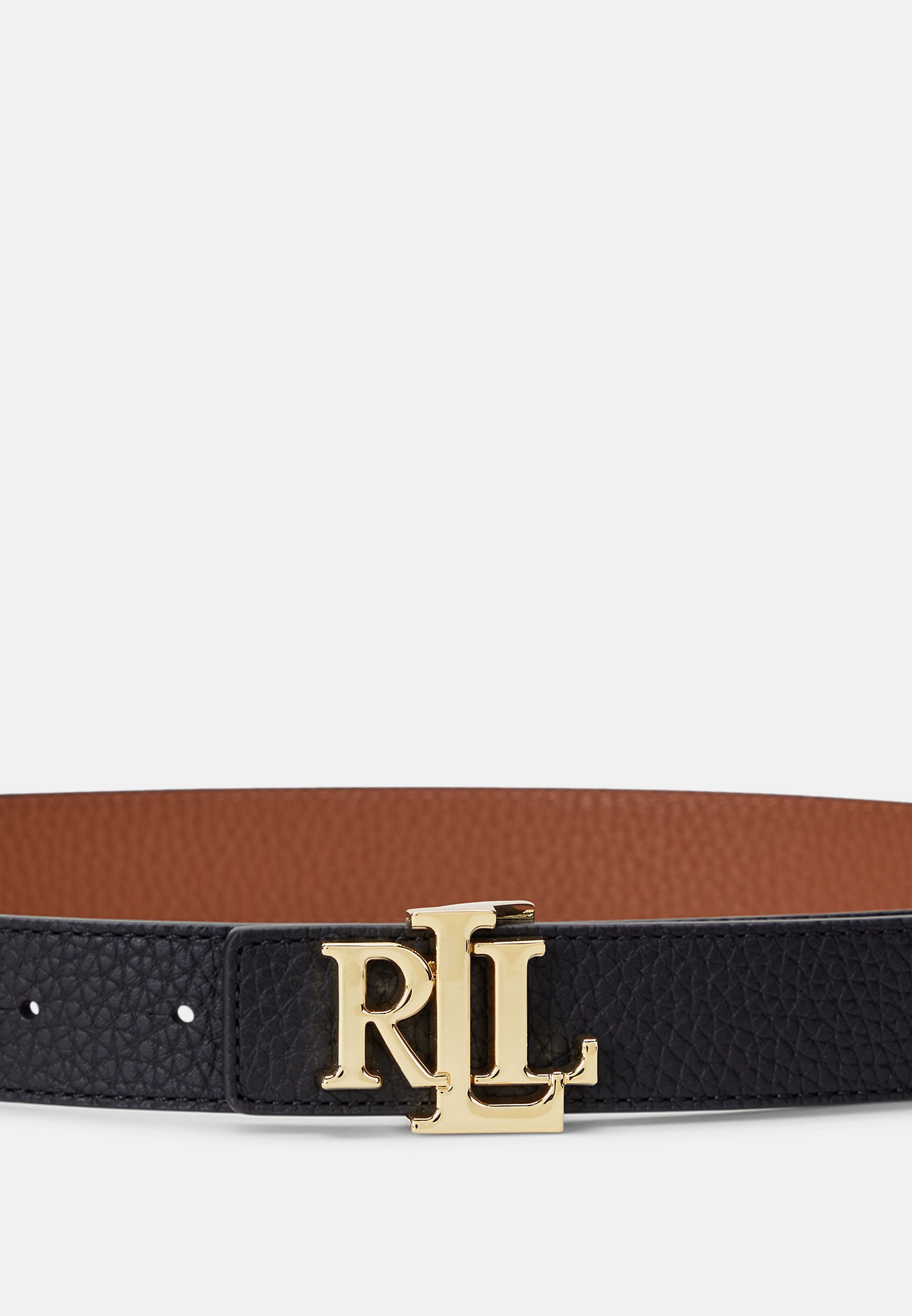 Lauren Ralph Lauren LOGO REVERSIBLE PEBBLED LEATHER BELT - Josta - melna/brūna