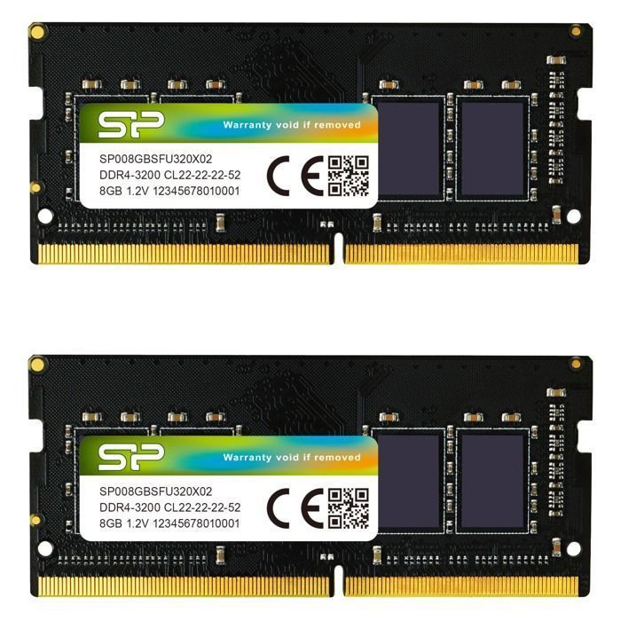 Mémoire RAM DDR4 - Silicon Power - 16Go(8Gox2) 3200MT/s - CL22 SODIMM - SP016GBSFU320X22