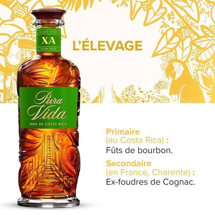 PURA VIDA - XA - Dark Rum - 40% Alcohol - Origin: Costa Rica - 70 cl Bottle