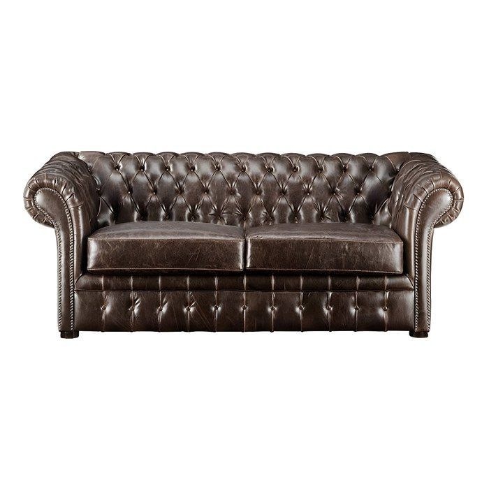 Divano a 3 posti, divano a 2 posti e poltrona Chesterfield CLOTAIRE 100% pelle invecchiata