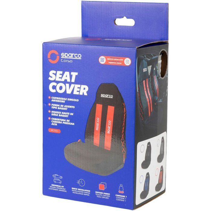 Funda para asiento de coche - SPARCO - Universal - Negro/Rojo - Poliéster/Esponja - Lavable