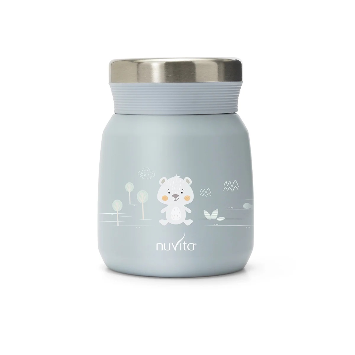 NUVITA Thermos Nuvita en acier inoxydable pour aliments liquides/solides, bleu, 300 ml, fermeture hermétique pour aliments pour bébés et bouillons