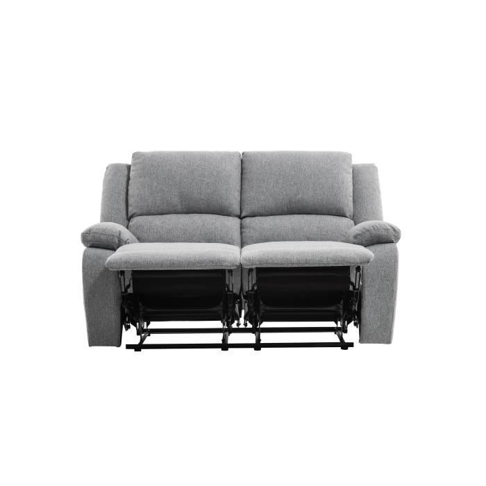 Canapé Relaxation 2 places LEO en Tissu - Gris clair - L143 x 93 x 96cm - LOUNGITUDE