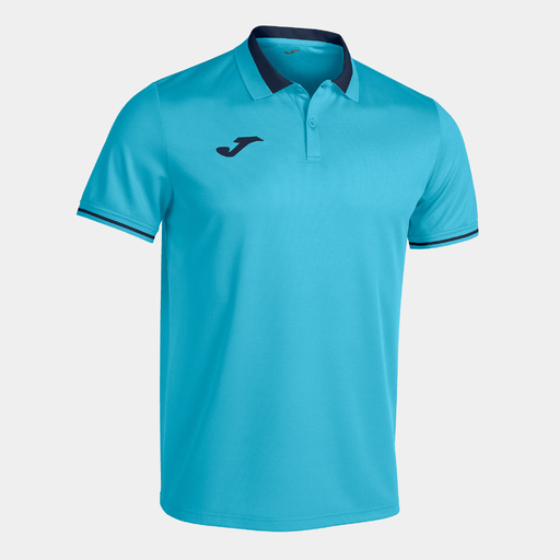  Joma Championship Vi Short Sleeve Polo Shirt, Fluorescent Turquoise/Navy