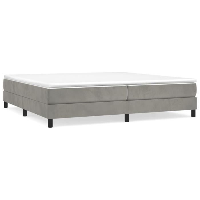 Rete a doghe - GAROSA - Velluto grigio chiaro - 200x200 cm - 2 posti - Montaggio semplice