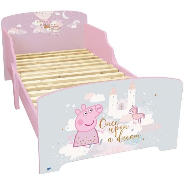 Cama de ensueño de Peppa Pig con base de listones, 140 x 70 cm.